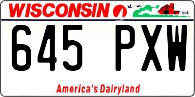 WI license plate 645PXW