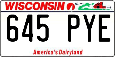 WI license plate 645PYE