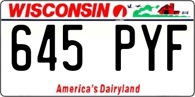 WI license plate 645PYF