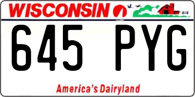 WI license plate 645PYG