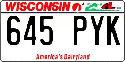 WI license plate 645PYK