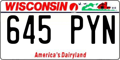 WI license plate 645PYN