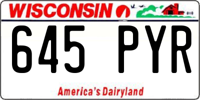 WI license plate 645PYR