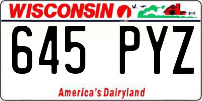 WI license plate 645PYZ
