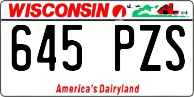 WI license plate 645PZS