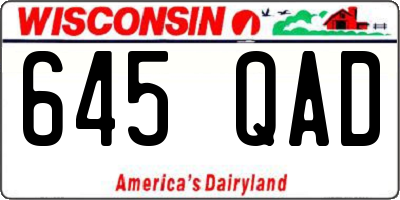 WI license plate 645QAD