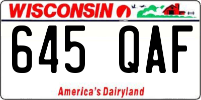 WI license plate 645QAF