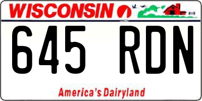 WI license plate 645RDN