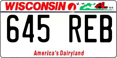 WI license plate 645REB
