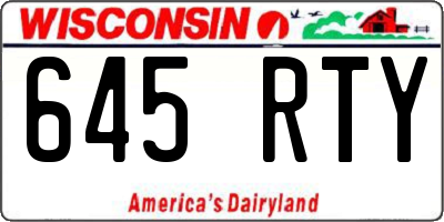 WI license plate 645RTY