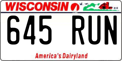 WI license plate 645RUN