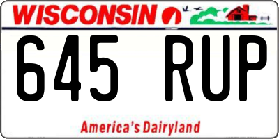 WI license plate 645RUP