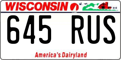 WI license plate 645RUS