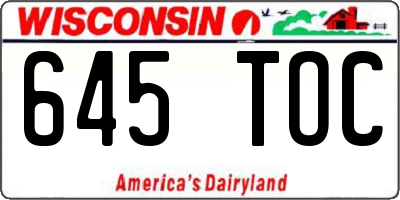 WI license plate 645TOC