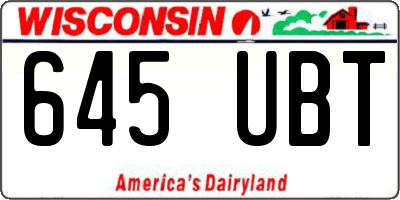 WI license plate 645UBT