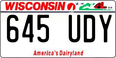 WI license plate 645UDY