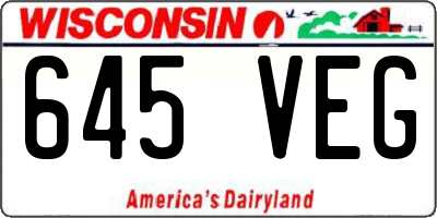 WI license plate 645VEG