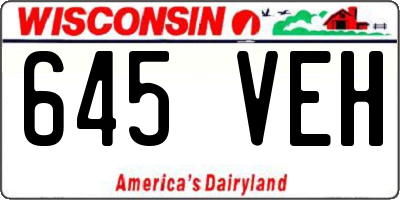 WI license plate 645VEH