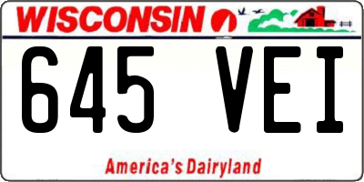 WI license plate 645VEI