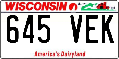 WI license plate 645VEK