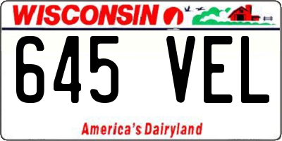 WI license plate 645VEL