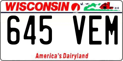 WI license plate 645VEM
