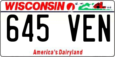 WI license plate 645VEN