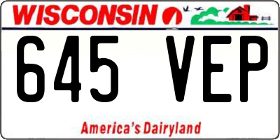 WI license plate 645VEP