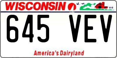 WI license plate 645VEV