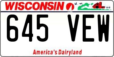 WI license plate 645VEW