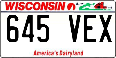 WI license plate 645VEX