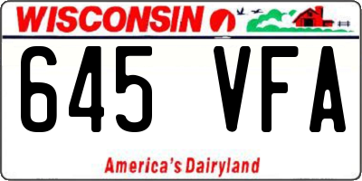 WI license plate 645VFA