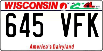 WI license plate 645VFK