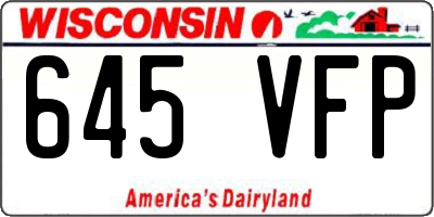 WI license plate 645VFP