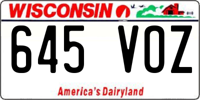 WI license plate 645VOZ
