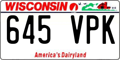 WI license plate 645VPK