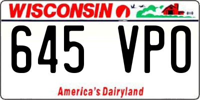 WI license plate 645VPO