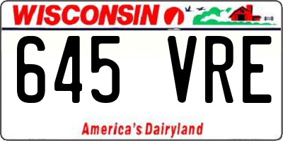 WI license plate 645VRE
