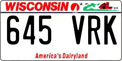 WI license plate 645VRK