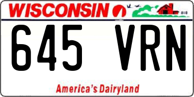 WI license plate 645VRN
