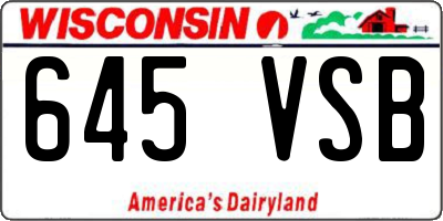 WI license plate 645VSB