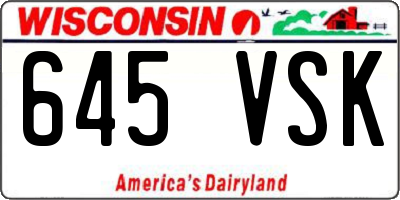 WI license plate 645VSK