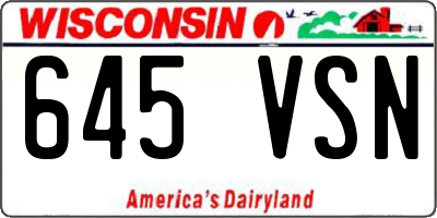 WI license plate 645VSN