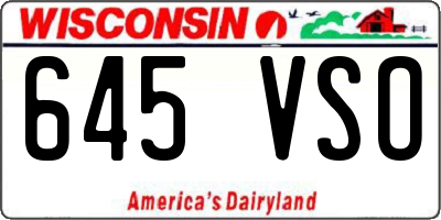 WI license plate 645VSO