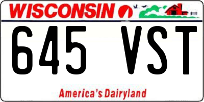 WI license plate 645VST