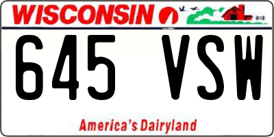WI license plate 645VSW