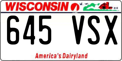 WI license plate 645VSX