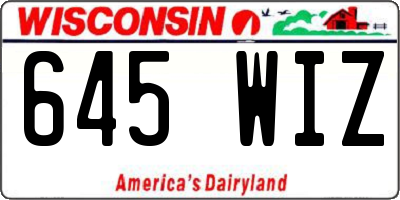 WI license plate 645WIZ