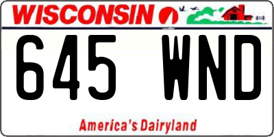 WI license plate 645WND