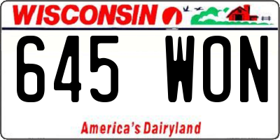 WI license plate 645WON